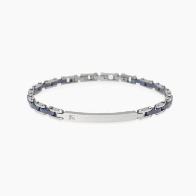 Kidult Bracciale Acciaio Piastra e Zircone Style