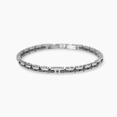 Kidult Bracciale Acciaio Ceramica e Zircone Style