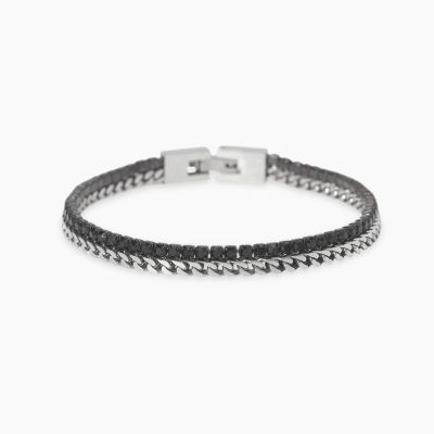 Kidult Bracciale Acciaio Catena Franco e Cristalli Style