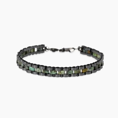 Kidult Bracciale Acciaio Ematite e Turchese Style