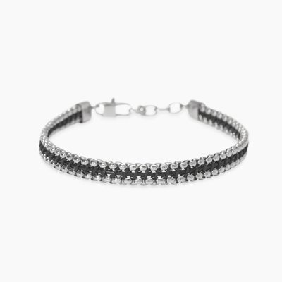 Kidult Bracciale Acciaio Nylon e Pelle Style