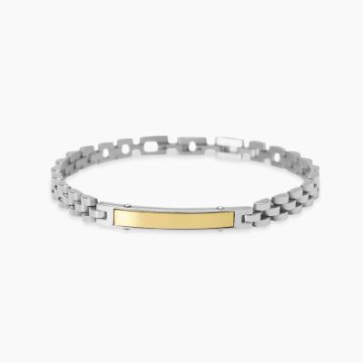 Kidult Bracciale Acciaio Piastra Gold Style