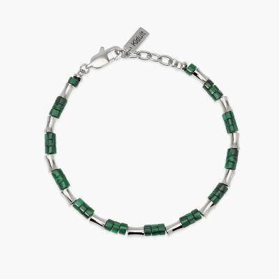 Kidult Bracciale Acciaio e Malachite Sintetica
