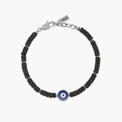 Kidult Bracciale Acciaio Pietra Lavica e Occhio