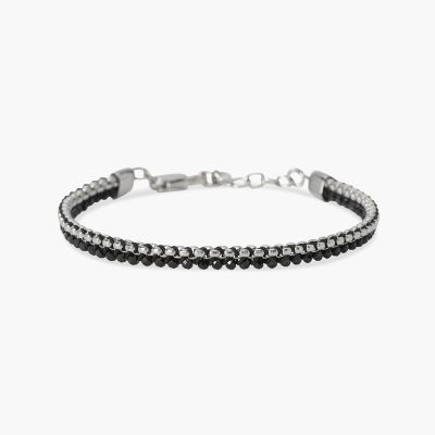 Kidult Bracciale Acciaio Nylon e Spinello Nero