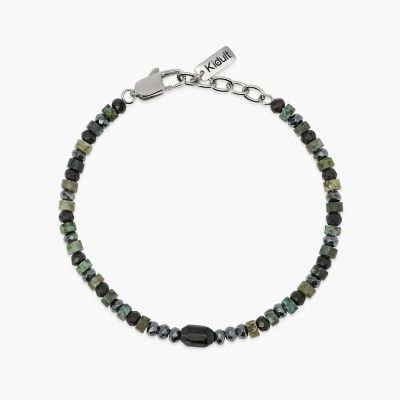 Kidult Bracciale Acciaio Ematite e Turchese Verde