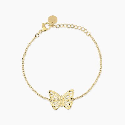 Kidult Bracciale Acciaio Gold con Farfalla