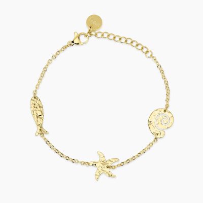 Kidult Bracciale Acciaio Gold con Elementi Marini