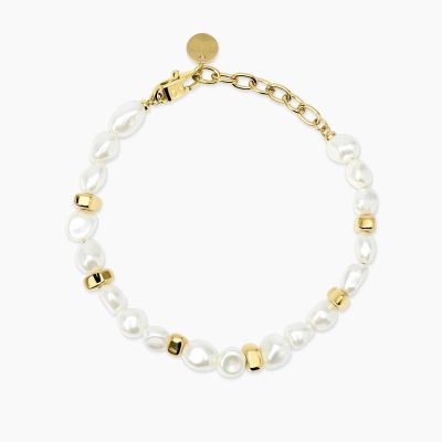 Kidult Bracciale Acciaio Gold con Perle Conchiglia