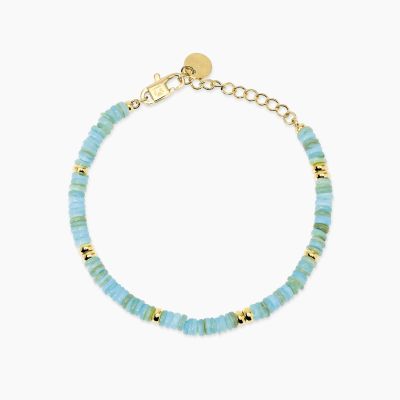 Kidult Bracciale Acciaio Gold Conchiglie Azzurre