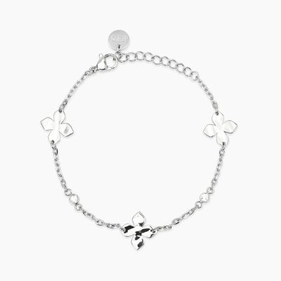 Kidult Bracciale Acciaio con Fiori e Cristalli