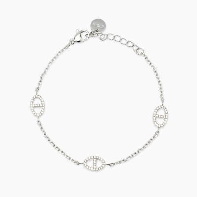 Kidult Bracciale Acciaio Staffe con Cristalli