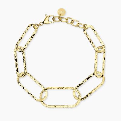 Kidult Bracciale Acciaio Gold Maglie Martellate