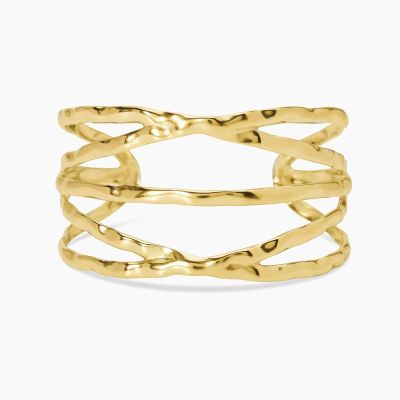 Kidult Bracciale Rigido Acciaio Gold Martellato