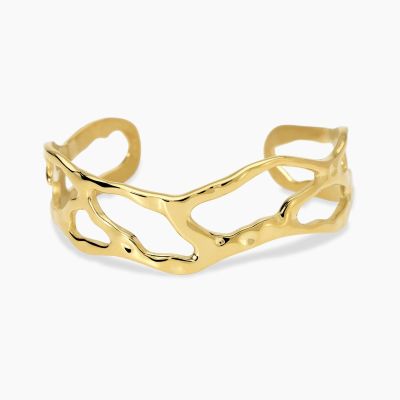 Kidult Bracciale Rigido Acciaio Gold Martellato