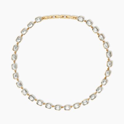 Kidult Collana Acciaio Gold Cristalli Bianchi
