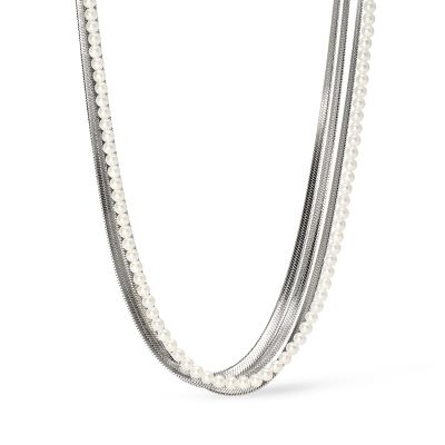 Kidult Collana 3 Fili Acciaio e Perle Style