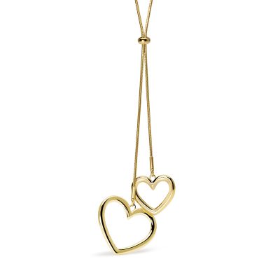 Kidult Collana Snake Acciaio Dorato 2 Cuori Style