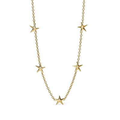 Kidult Collana Acciaio Dorato Rolo e Stelle Style