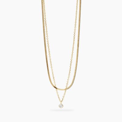 Kidult Collana 2 Fili Acciaio Gold e Cristallo Style