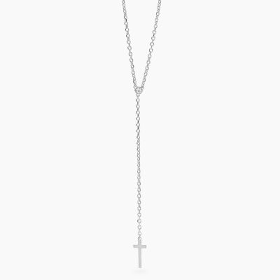 Kidult Collana Acciaio Cristallo e Croce Style