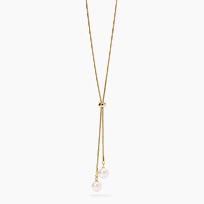 Kidult Collana Acciaio Gold con Perle Conchiglia Style