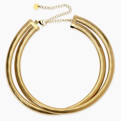 Kidult Doppia Collana Tubogas Acciaio Gold Style