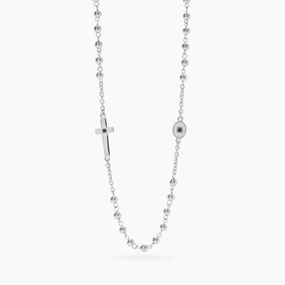 Kidult Collana Rosario Acciaio Croce e Zirconi Style