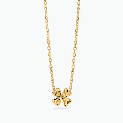 Kidult Collana Acciaio Gold con Quadrifoglio
