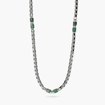 Kidult Collana Acciaio e Diaspro Verde