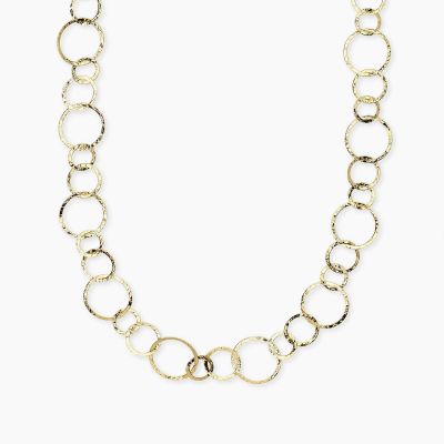 Kidult Collana Acciaio Gold Maglie Rotonde Martellate