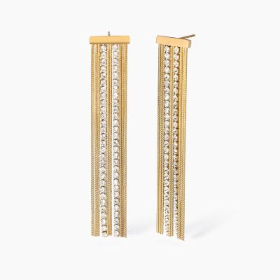 Kidult Orecchini Snake Acciaio Gold Cristalli Bianchi