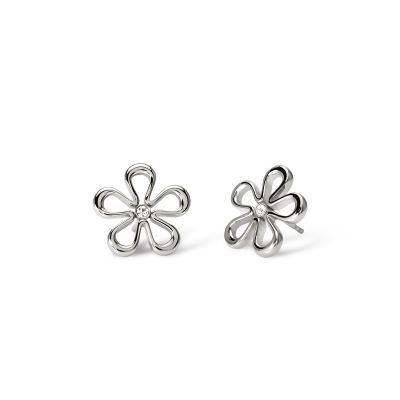 Kidult Orecchini Acciaio Fiore e Cristalli Style