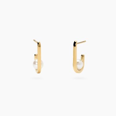 Kidult Orecchini Acciaio Gold e Perle Conchiglia Style