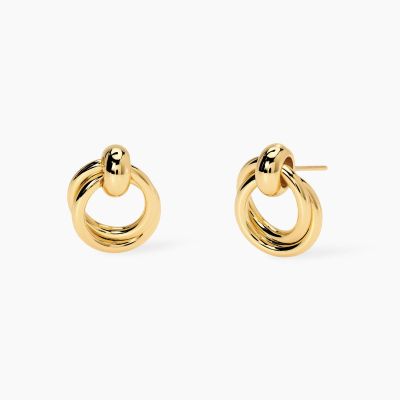 Kidult Orecchini Acciaio Gold Doppio Cerchio Style