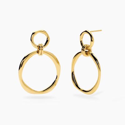 Kidult Orecchini Acciaio Gold Pendenti Circolari Style