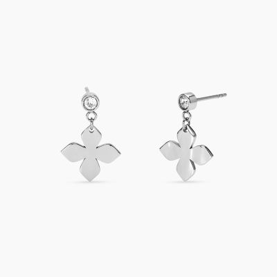 Kidult Orecchini Fiore Pendente Acciaio Martellato