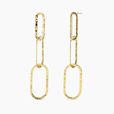 Kidult Orecchini Pendenti Acciaio Gold Martellato