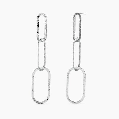 Kidult Orecchini Pendenti Acciaio Martellato