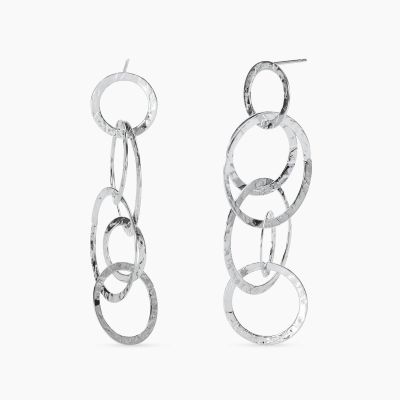 Kidult Orecchini Pendenti Acciaio Martellato