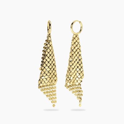 Kidult Orecchini Pendenti Acciaio Gold Maglia Disco