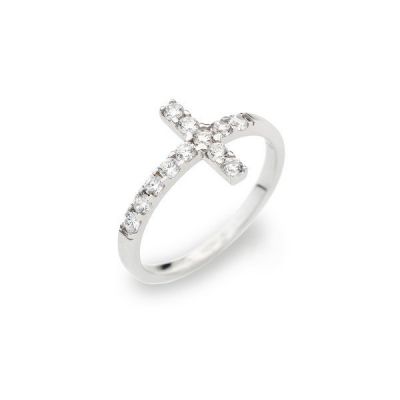 Amen Anello Donna Argento Croce Zirconi