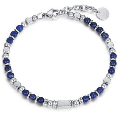 Luca Barra Bracciale Uomo Acciaio Pietre Lapis