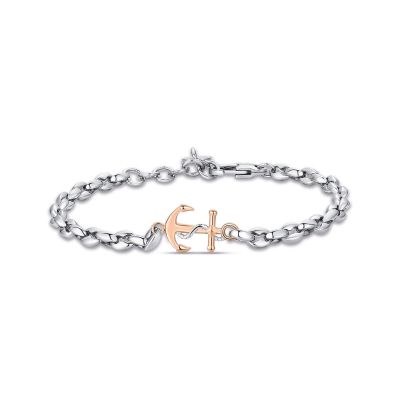 Luca Barra Bracciale Uomo Acciaio Ancora Rosè