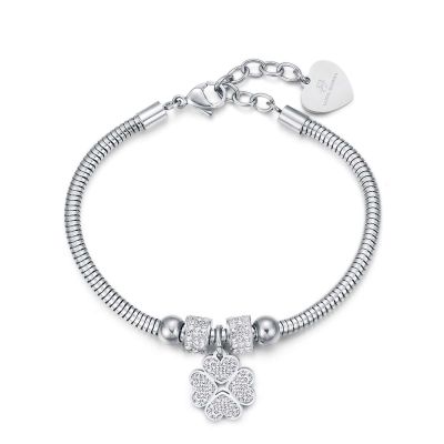Luca Barra Bracciale Donna Acciaio Quadrifoglio e Cristalli