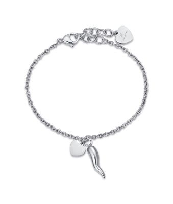 Luca Barra Bracciale Donna Acciaio Cuore e Corno
