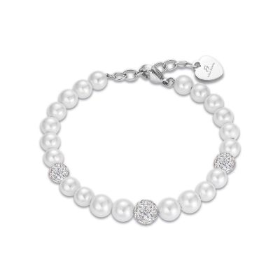 Luca Barra Bracciale Donna Acciaio Perle e Cristalli