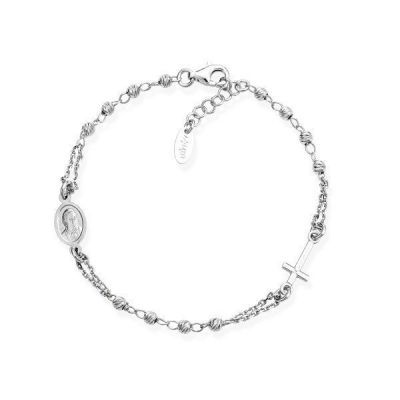 Amen Bracciale Donna Rosario Argento Diamantato