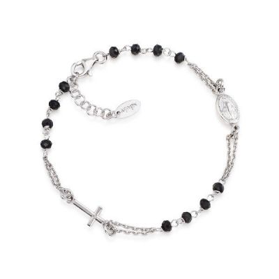 Amen Bracciale Donna Rosario Argento Cristalli Neri