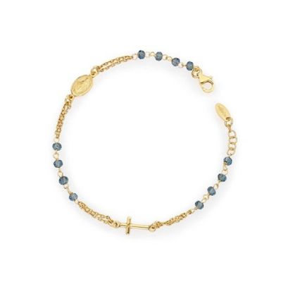 Amen Bracciale Donna Argento Rosatio Cristalli Croce